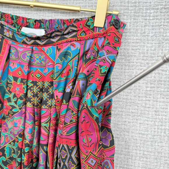 Vintage F.A. CHATTA LTD Multicolor Floral Paisley Maxi Skirt Pleated Cottage Y2K - Picture 7 of 9